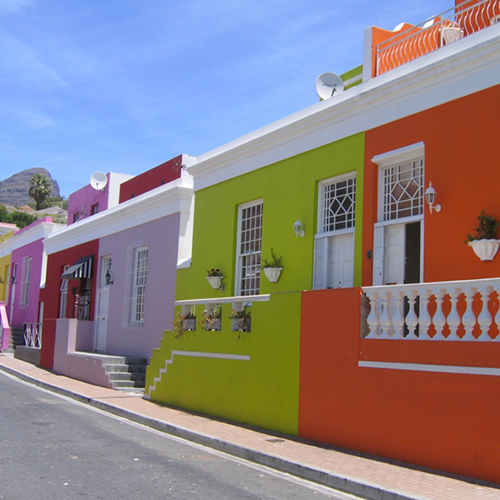 Maisons multicolores à Cape Town